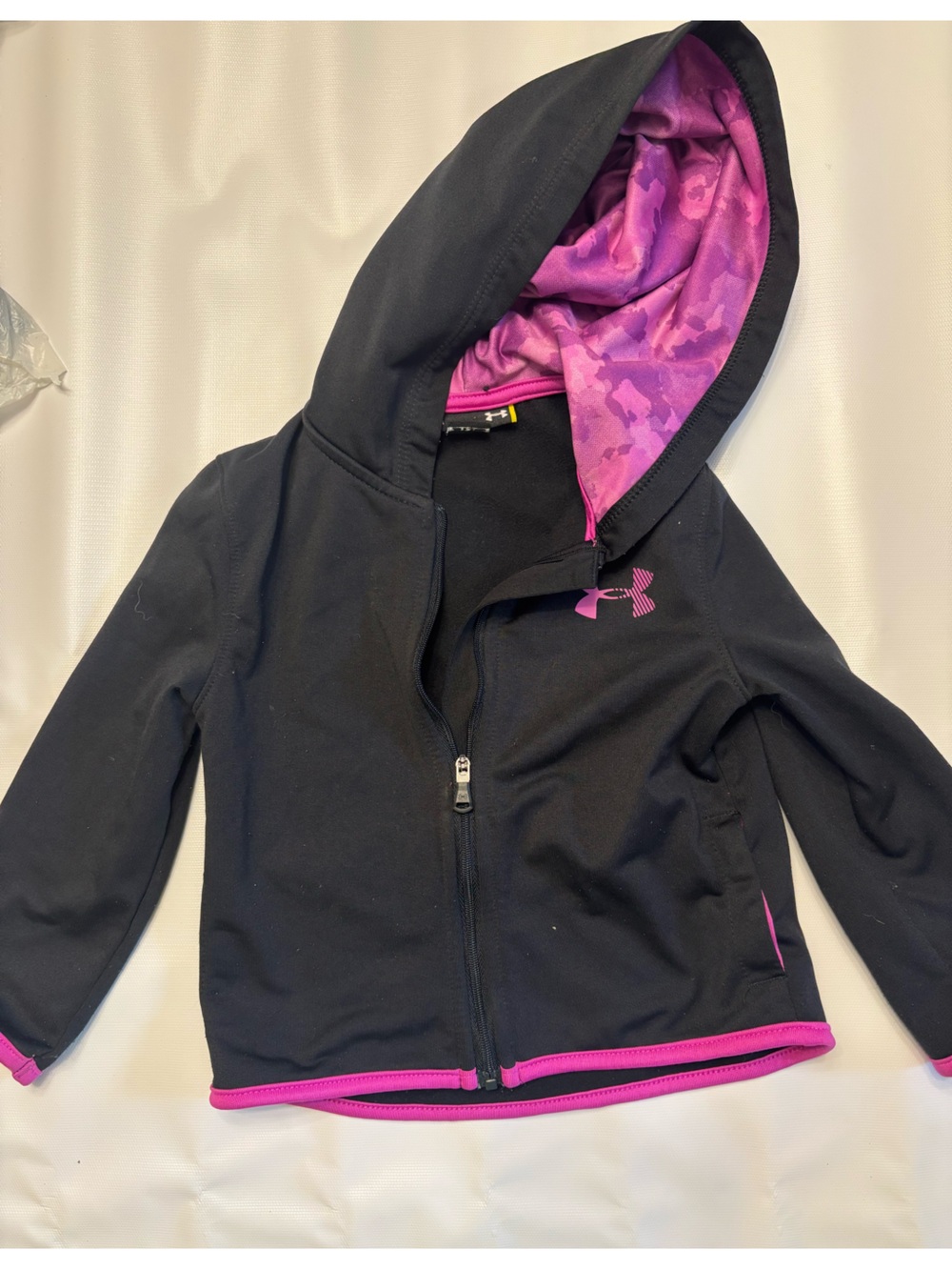 Under Armour Black Hooded Utility Jacket with Pink Lining 24 months